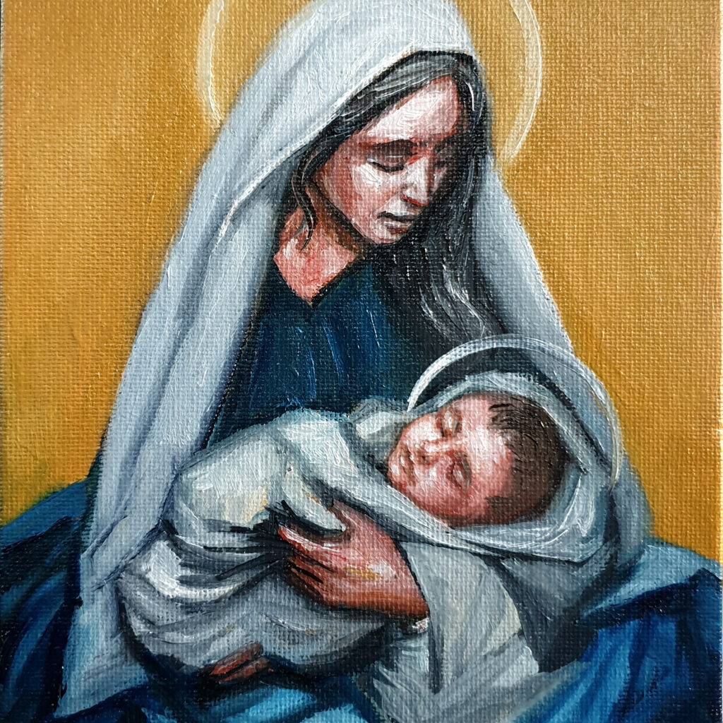 Madonna & Child , 6"x8"  Oil on canvas