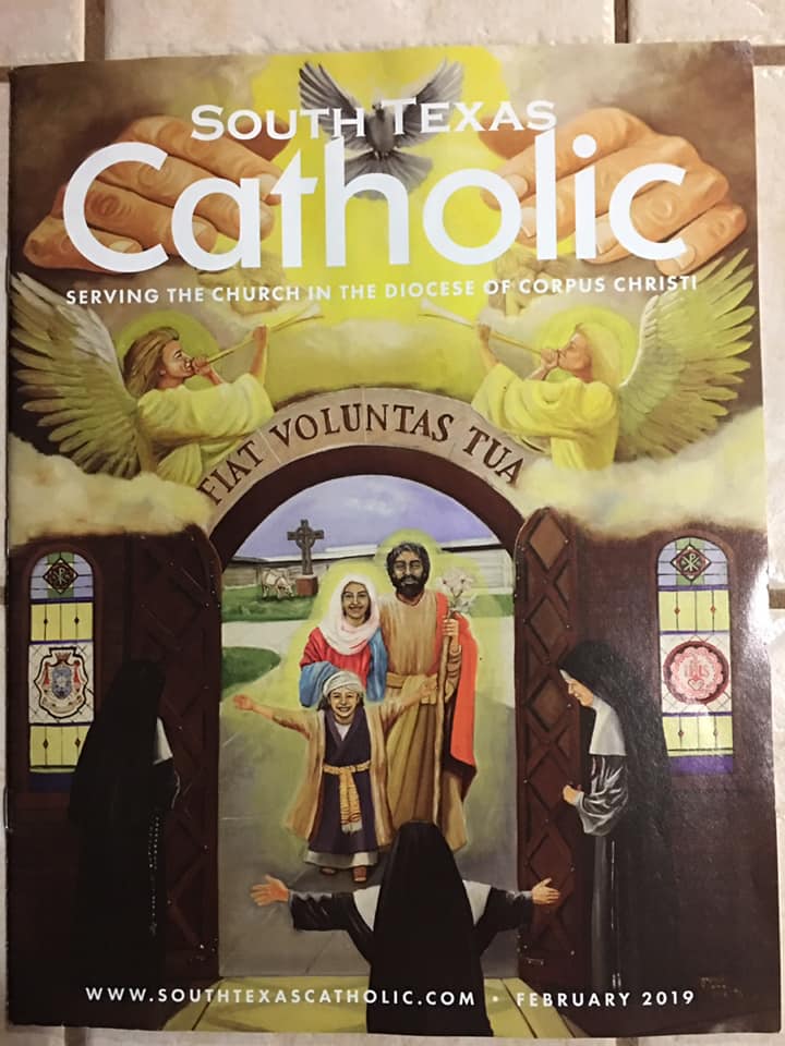 South Texas Catholic features on the front page Merci's painting