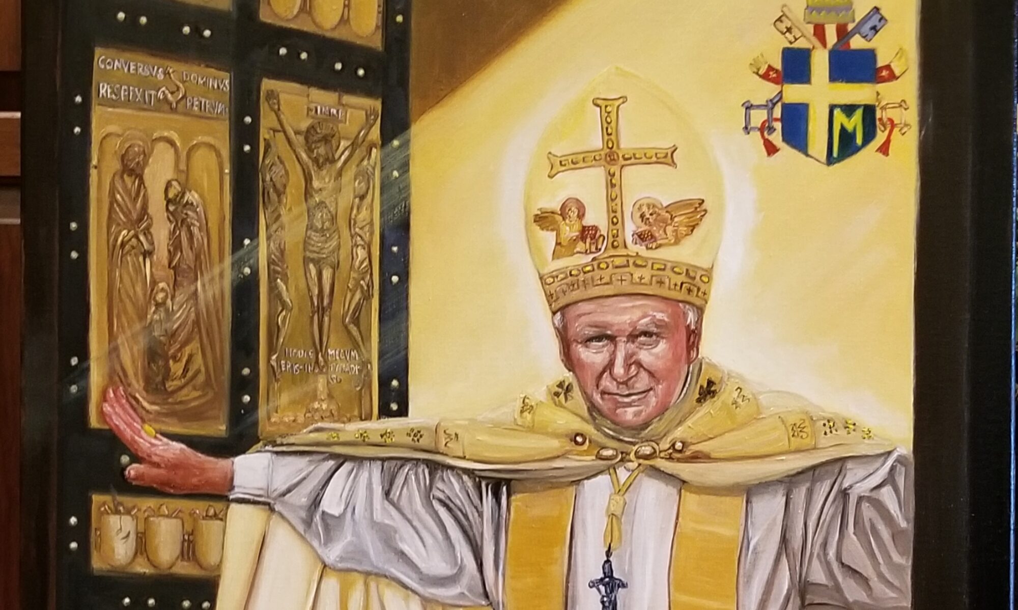 "Do Not Be Afraid - Open Wide the Doors to Christ." Portrait of Pope St. John Paul II